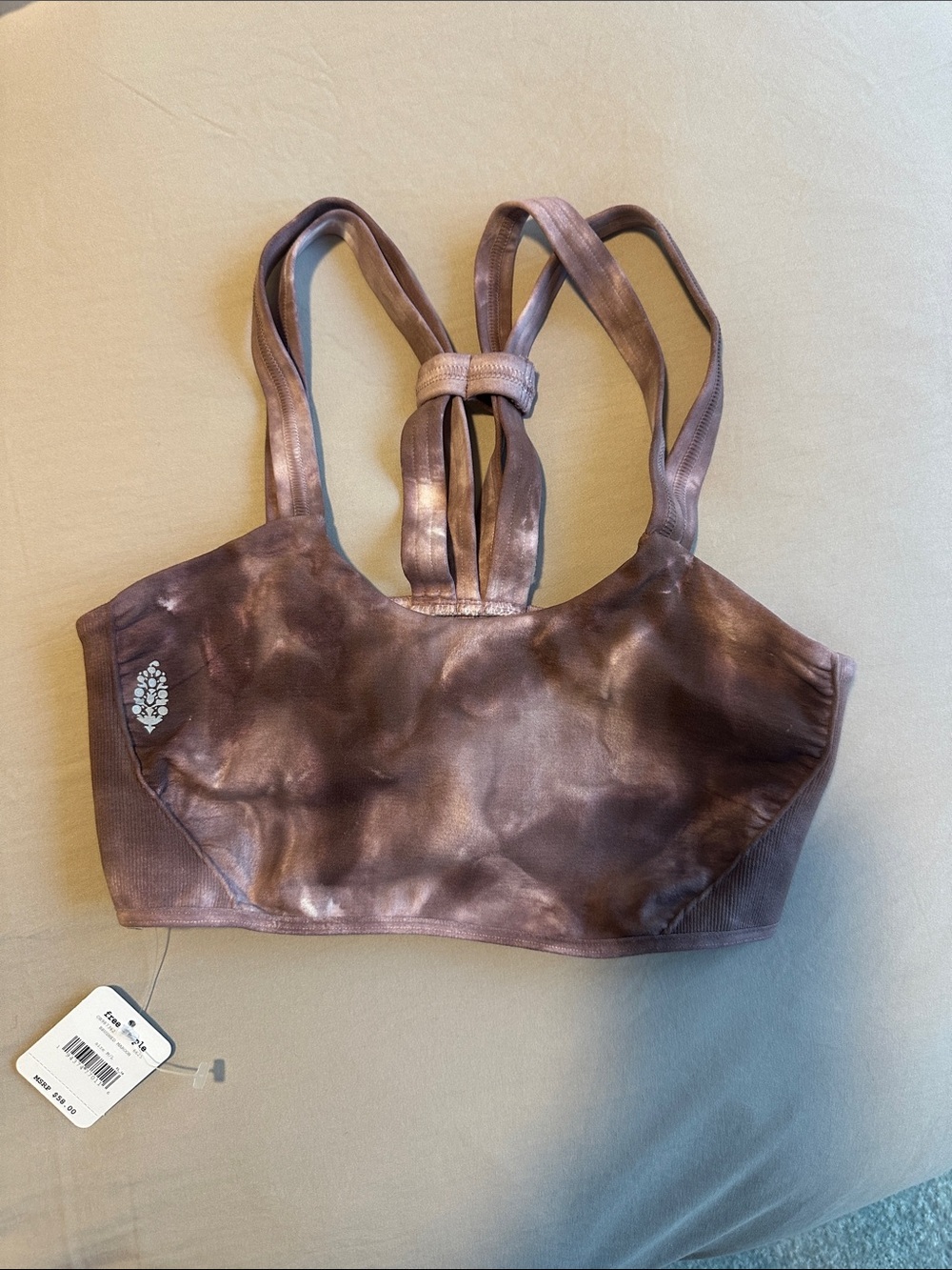 FP Movement by Free People Purple Tie-Dye Double-Strap Sports Bra